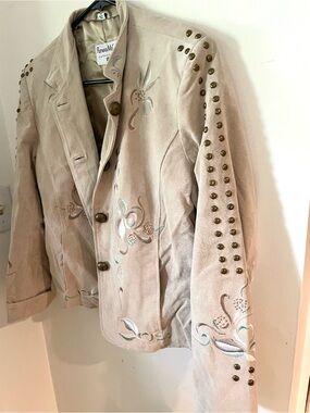 Vintage Suede Embroidered Studded Jacket